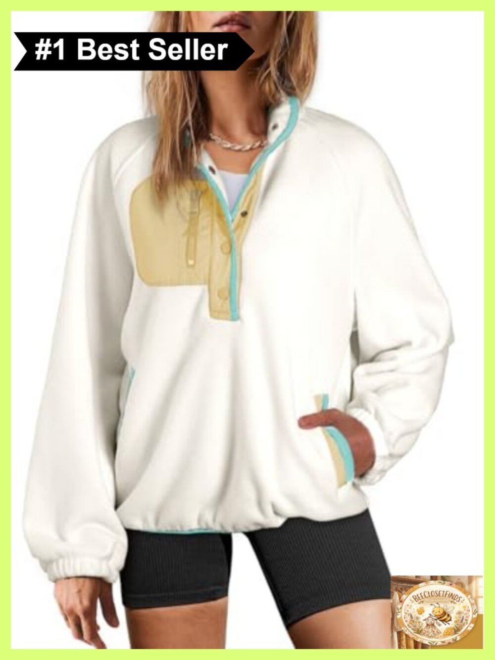 Oversized Fuzzy Fleece Sweatshirt Button V Neck Pullover Sherpa Top